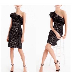 J. Crew Black and White One-Shoulder Dress